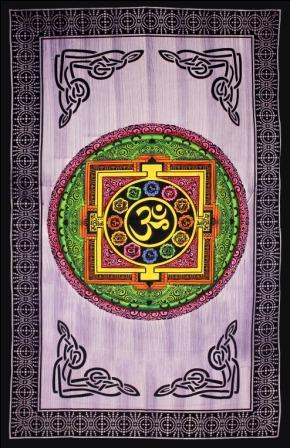 Tibetan Om Wall Hanging Handmade Cotton Tapestry 84" x 54" inch