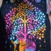 Tree of life With Elephant Black Base Tiedye Poster Wall Hanging Handmade Cotton Tapestry 40" x 30" inch VTrendz