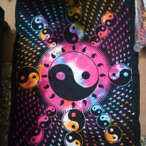 Yin Yang Mandala Tie dye Poster Wall Hanging Handmade Cotton Tapestry 40" x 30" inch
