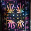 4 Hemp Leaf Tiedye Poster Wall Hanging Handmade Cotton Tapestry 40" x 30" inch