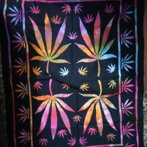4 Hemp Leaf Tiedye Poster Wall Hanging Handmade Cotton Tapestry 40" x 30" inch
