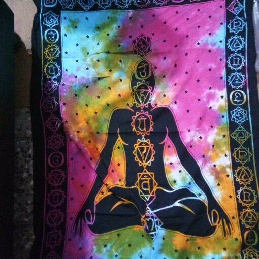 7 Chakra Tiedye Poster Wall Hanging Handmade Cotton Tapestry 40"x30" inch
