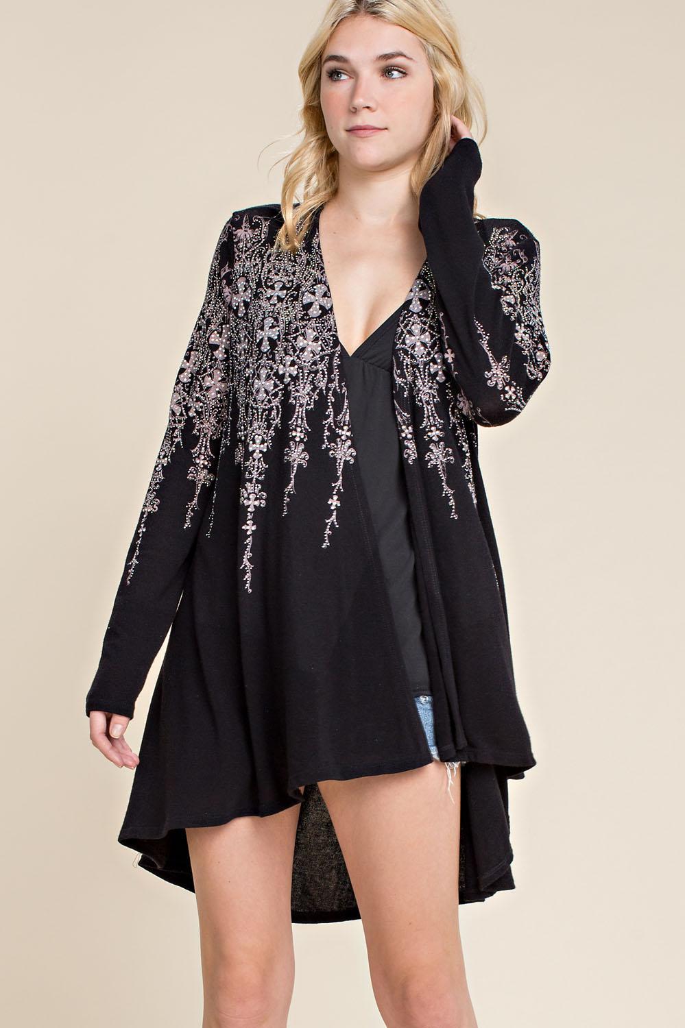 Black Bling Cardigan by Vocal - Image 2