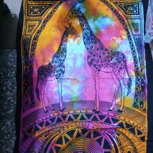 Giraffe Tiedye Poster Wall Hanging Handmade Cotton Tapestry 40"x30" inch