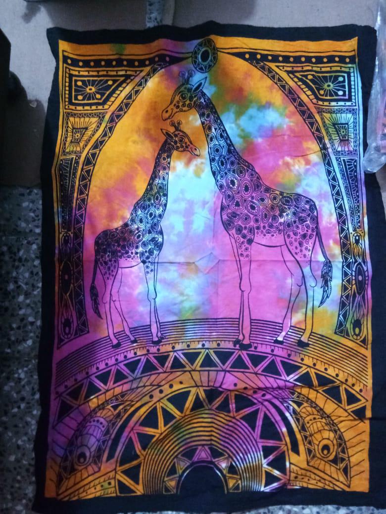 Giraffe Tiedye Poster Wall Hanging Handmade Cotton Tapestry 40"x30" inch