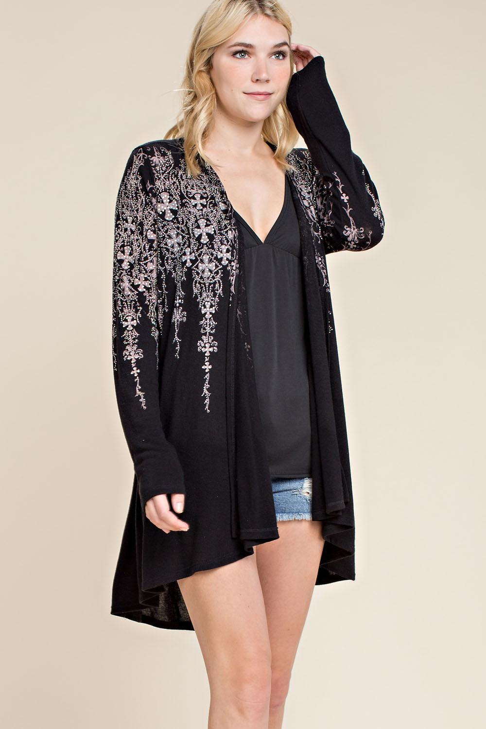 Black Bling Cardigan by Vocal - Image 3