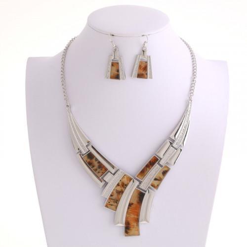 LeopardPrint Necklace Set with Hook Earrings