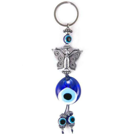 Butterfly with Evil Eye Keychain, Handmade