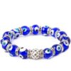 Evil Eye Rhinestone Bracelet for Protection, Blue, Handmade 10 mm VTrendz