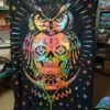 Sugar Skull with Owl and Key Wall Hanging Handmade Cotton Tapestry 84"x54" inch VTrendz