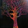 Celtic Fall Tree Black Base Tie dye Wall Hanging Handmade Cotton Tapestry 84"x54" inch VTrendz