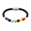 7-Chakra Beads Genuine Leather Unisex Bracelet with Magnetic Clasp VTrendz