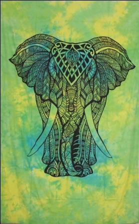 Elephant Tiedye Wall Hanging Handmade Cotton Tapestry 84"x54" inch - Image 2