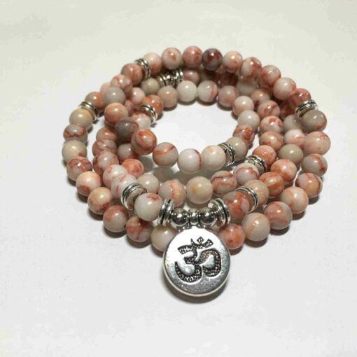 Sunstone/Rhodochrosite 108 Natural Stone Yoga 108 Mala 6 & 8mm Bead Necklace Charm Bracelet