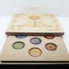 7 Chakra set engraved Round Gemstone in Wooden Box VTrendz