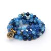 Deep Sea Blue Agate 6 & 8 mm stone 108 Mala Necklace Bracelet Yoga Bracelet Mala OM 108 Beads Bracelet VTrendz