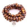 Yellow Tiger Eye 6 mm 108 Stone Mala Necklace Bracelet Yoga Bracelet Mala Lotus 108 Beads Bracelet VTrendz