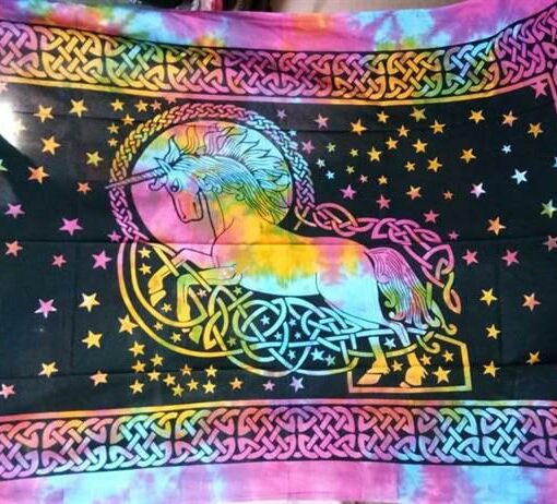 Unicorn Celtic Wall Hanging Handmade Cotton Tapestry 84"x54" inch