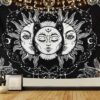 Big Sun Split and Moon Horizontal Hang Tapestry Black and White 84" x 54" Inch VTrendz