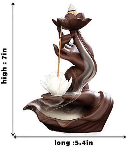 Hand with Lotus Flower Ceramic Backflow Incense Holder Waterfall Incense Burner, Reflux Burner, Handmade Ceramic, Home Decor for Meditation, Mini-Zen Experience - Image 2