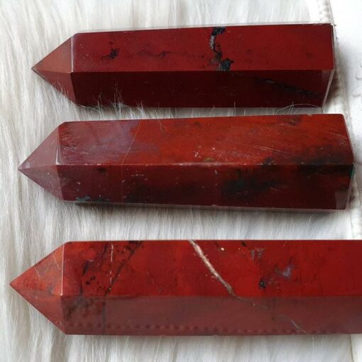 Red Jasper Obelisk Tower Jumbo Healing Wand Spirit Stone 8 Faceted Pointed Obelisk Tower Healing Reiki Wand Metaphysical Balance Energy Approx. 4 inches tall