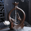 Aura Hand Lotus Flower/  Circular Aura with Hand and Lotus and a Monk Backflow Incense Burner, Reflux Burner, Large Handmade Ceramic Backflow Cone Sticks Incense Holder Home Decor Craftwork Figurine