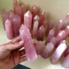 Rose Quartz Obelisk Tower Jumbo Healing Wand Spirit Stone 8 Faceted Pointed Obelisk Tower Healing Reiki Wand Metaphysical Balance Energy Approx. 4 inches tall VTrendz