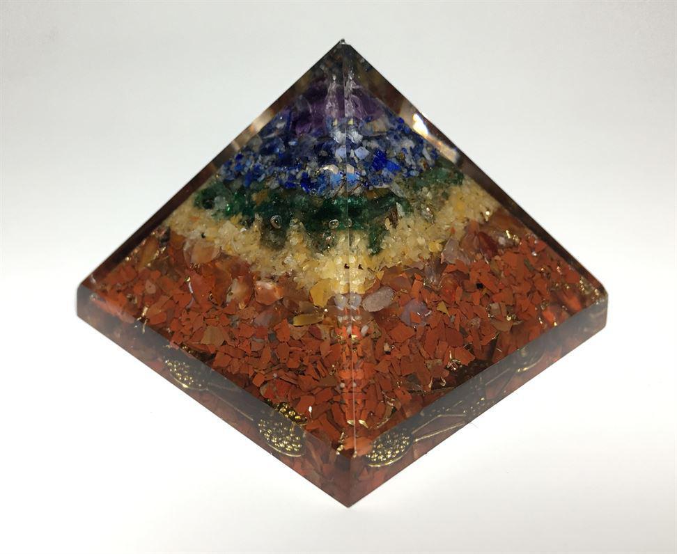 7-Chakra Orgonite Pyramid 2*2*2 inch - Image 3