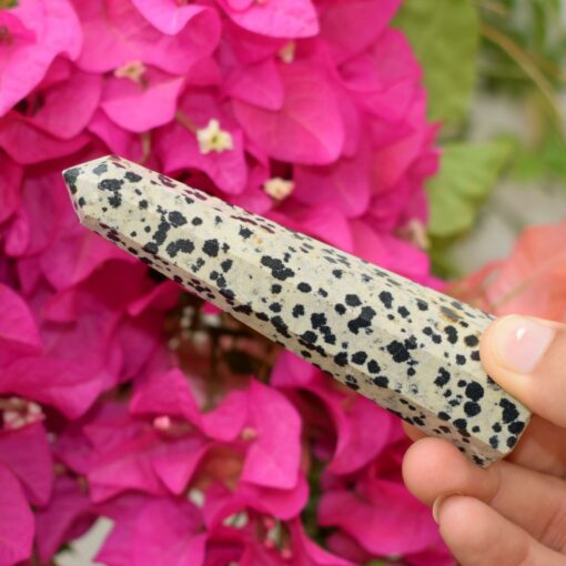 Dalmatian Jasper Obelisk Tower Jumbo Healing Wand Spirit Stone 8 Faceted Pointed Obelisk Tower Healing Reiki Wand Metaphysical Balance Energy Approx. 3-4 inches tall