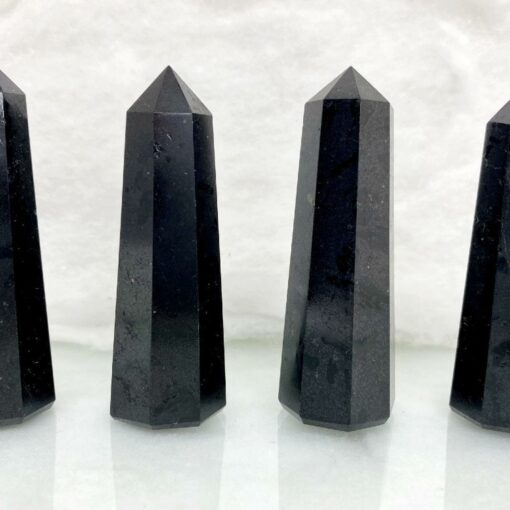 Black Tourmaline Obelisk Tower Jumbo Healing Wand Spirit Stone 4 or 8 Faceted Pointed Obelisk Tower Healing Reiki Wand Metaphysical Balance Energy Approx. 2 - 4 inches tall