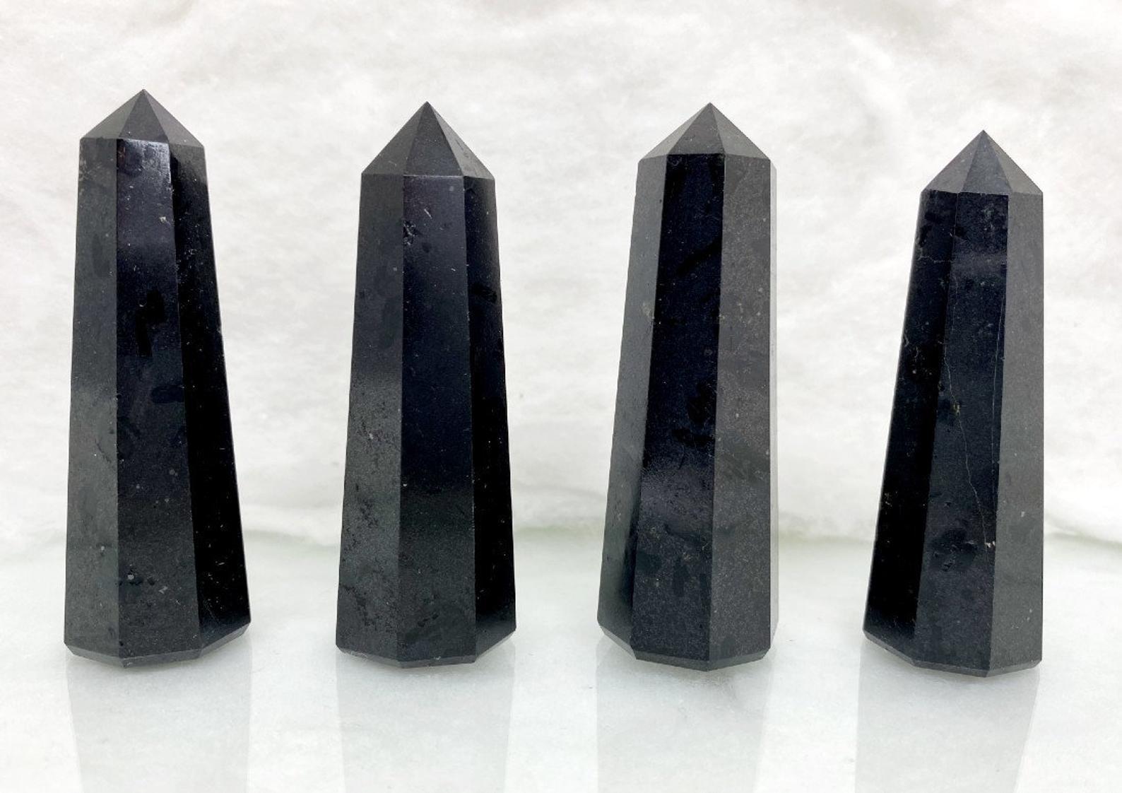 Black Tourmaline Obelisk Tower Jumbo Healing Wand Spirit Stone 4 or 8 Faceted Pointed Obelisk Tower Healing Reiki Wand Metaphysical Balance Energy Approx. 2 - 4 inches tall