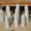 Howlite Obelisk Tower Jumbo Healing Wand Spirit Stone 6 - 8 Faceted Pointed Obelisk Tower Healing Reiki Wand Metaphysical Balance Energy Approx. 2 - 4 inches tall VTrendz