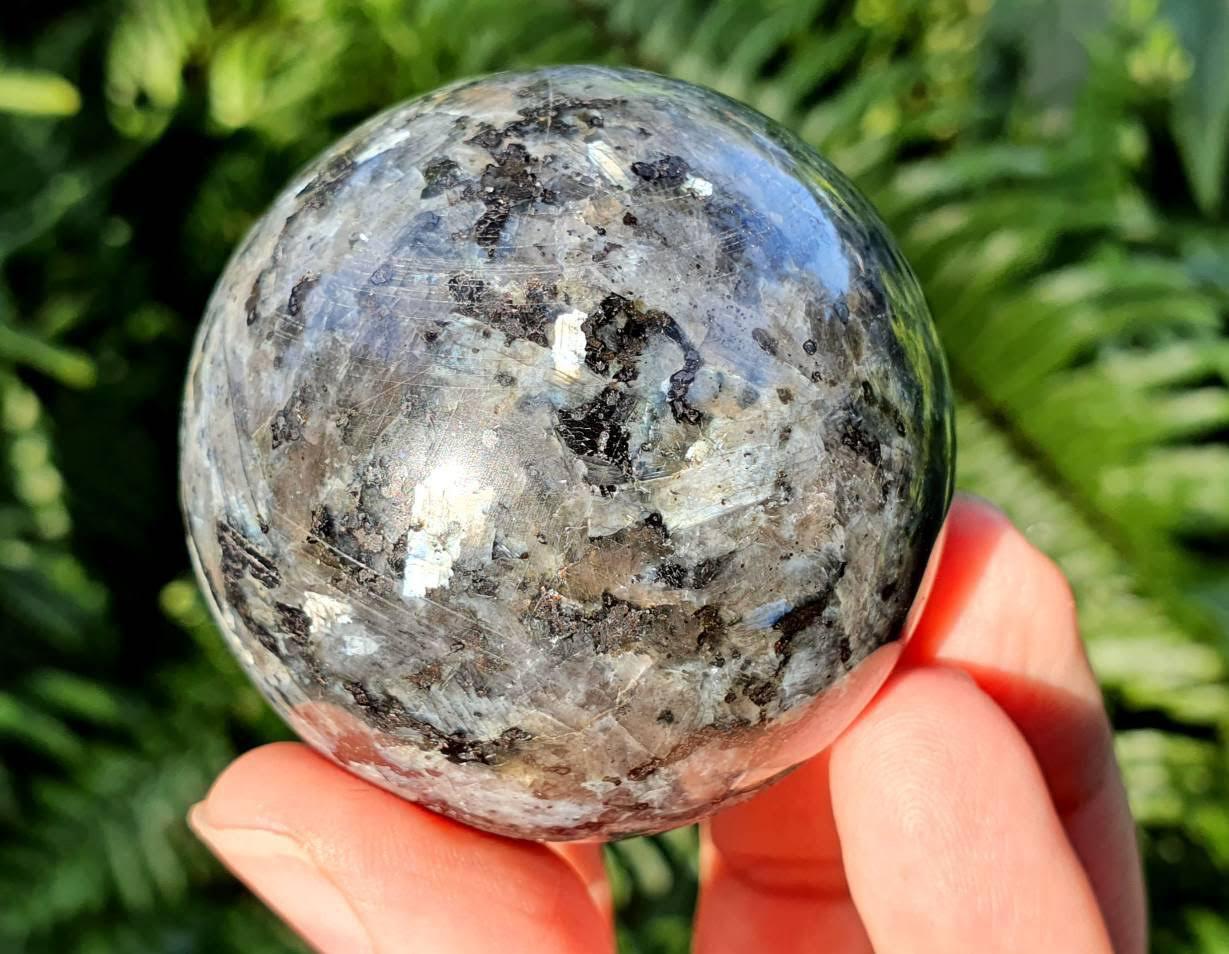 Larvikite Sphere Natural Stone For Healing Stone for Creativity, Intuition & Protection, Meditation Crystal Healing Grid Reiki Metaphysical Energy. Weight varies between 250 to 450 grams per sphere - Image 2