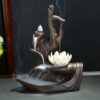 Meditation Hand with Lotus Flower Ceramic Backflow Incense Holder Waterfall Incense Burner, Reflux Burner, Handmade Ceramic, Home Decor for Meditation, Mini-Zen Experience 16*8*21 cm VTrendz