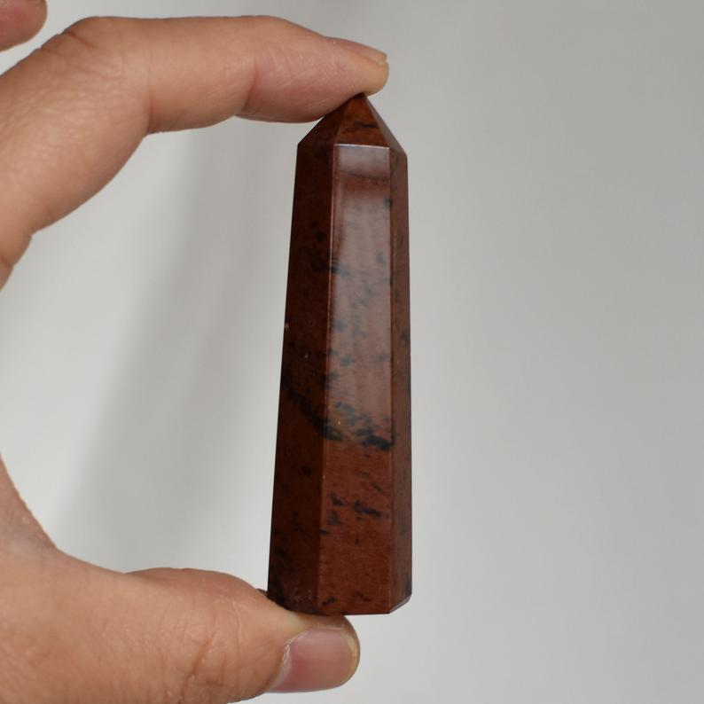 Mahogany Obelisk Tower Jumbo Healing Wand Spirit Stone 8 Faceted Pointed Obelisk Tower Healing Reiki Wand Metaphysical Balance Energy Approx. 4 inches tall - Image 2