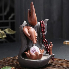 Hand with Crystal LED Ceramic Backflow Incense Holder Waterfall Incense Burner, Reflux Burner, Handmade Ceramic, Home Decor for Meditation, Mini-Zen Experience - Image 2