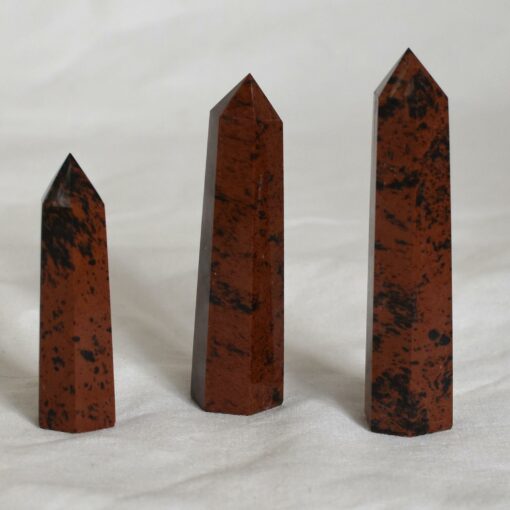 Mahogany Obelisk Tower Jumbo Healing Wand Spirit Stone 8 Faceted Pointed Obelisk Tower Healing Reiki Wand Metaphysical Balance Energy Approx. 4 inches tall