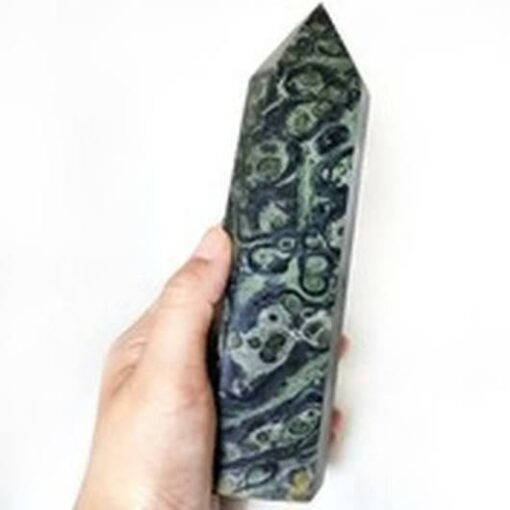 Kambaba Jasper Obelisk Tower Jumbo Healing Wand Spirit Stone 4 or 8 Faceted Pointed Obelisk Tower Healing Reiki Wand Metaphysical Balance Energy Approx. 3-4 inches tall