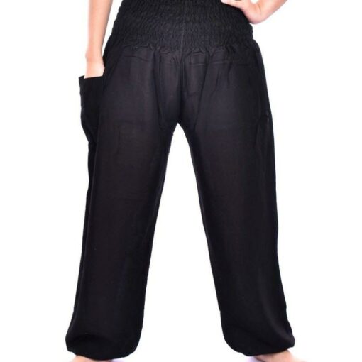 Thai Elastic Comfortable Harem Boho Pants with single pocket Plain solid color 100% Rayon