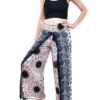 Light Pink & Black Open Leg Thai Palazzo Pant Flower Print Rayon Comfy & Trendy One Size Fits Most 100% Rayon VTrendz