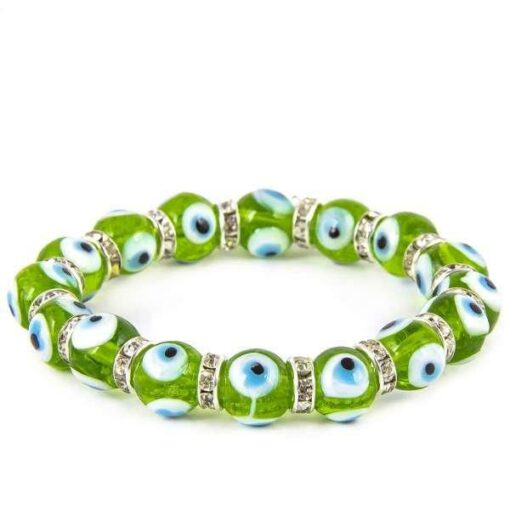 Evil Eye Bracelet for Protection, Green, Handmade