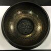 12 cm / 4.75" Hand Casted with Mantra Design Dark Antique Brass Color Singing Bowl with lipi for Meditation, Relaxation & Healing with Wooden Mallet, Flat Bottom VTrendz