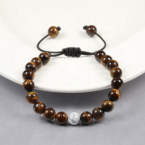 Tiger Eye with White Howlite Bracelets 100% Handmade. 8mm stone beads