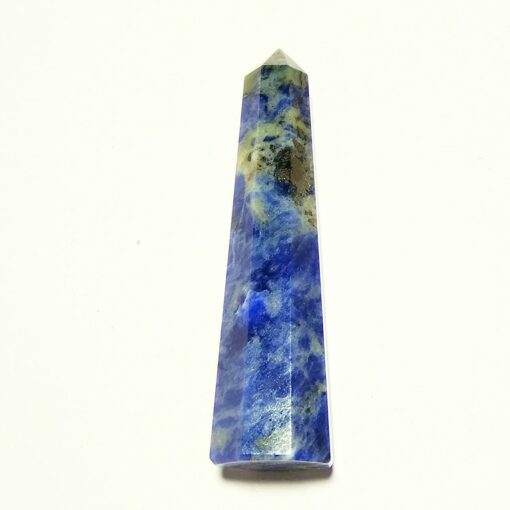 Sodalite Obelisk Tower Jumbo Healing Wand Spirit Stone 8 Faceted Pointed Obelisk Tower Healing Reiki Wand Metaphysical Balance Energy Approx. 4 inches tall