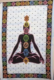 7 Chakra Wall Hanging Handmade Cotton Tapestry 84" x 54" inch - Image 3