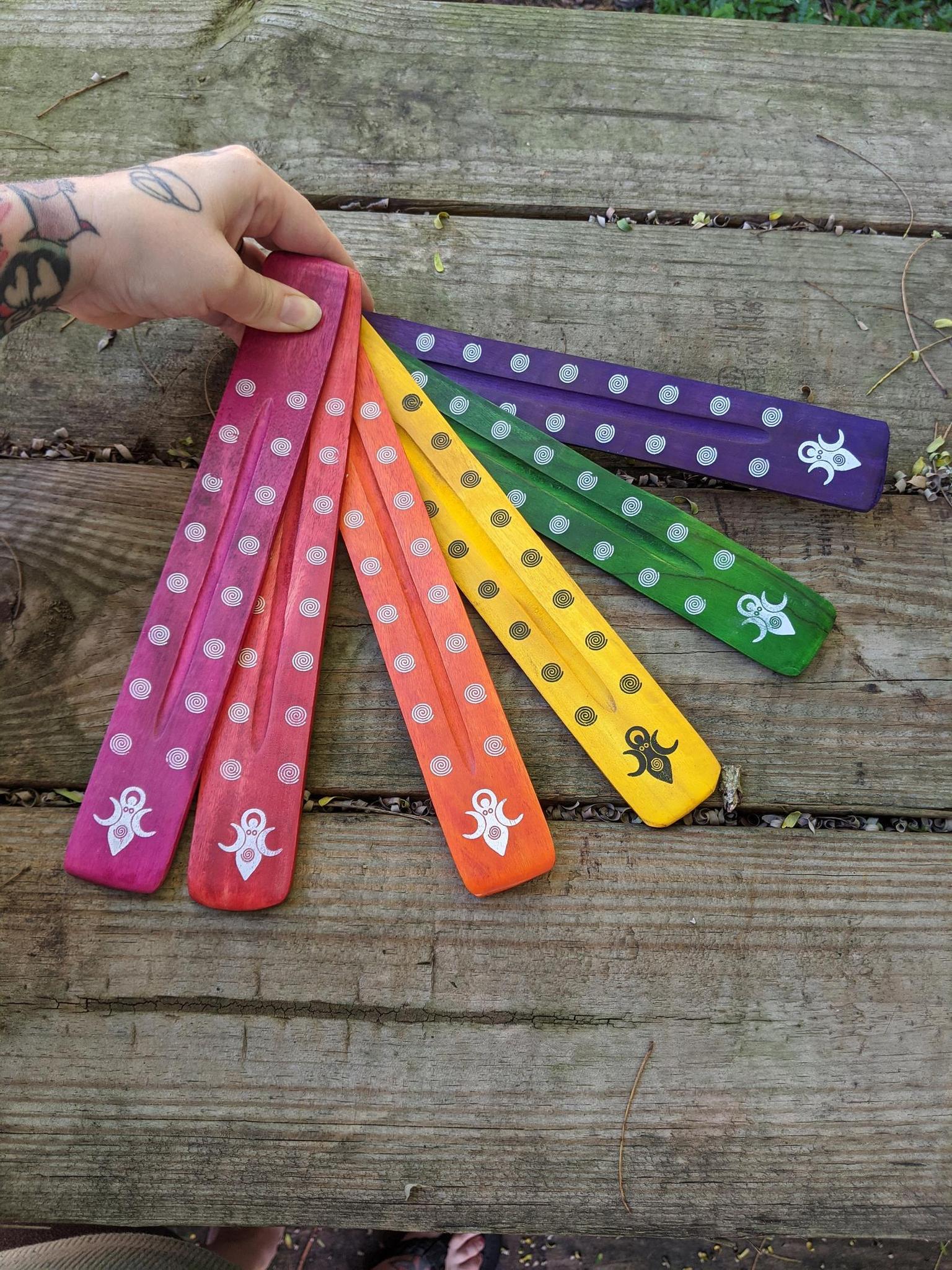 Colorful Goddess of Earth Wood Ash Catcher | Path of the Divine Feminine (10"L) - Image 2