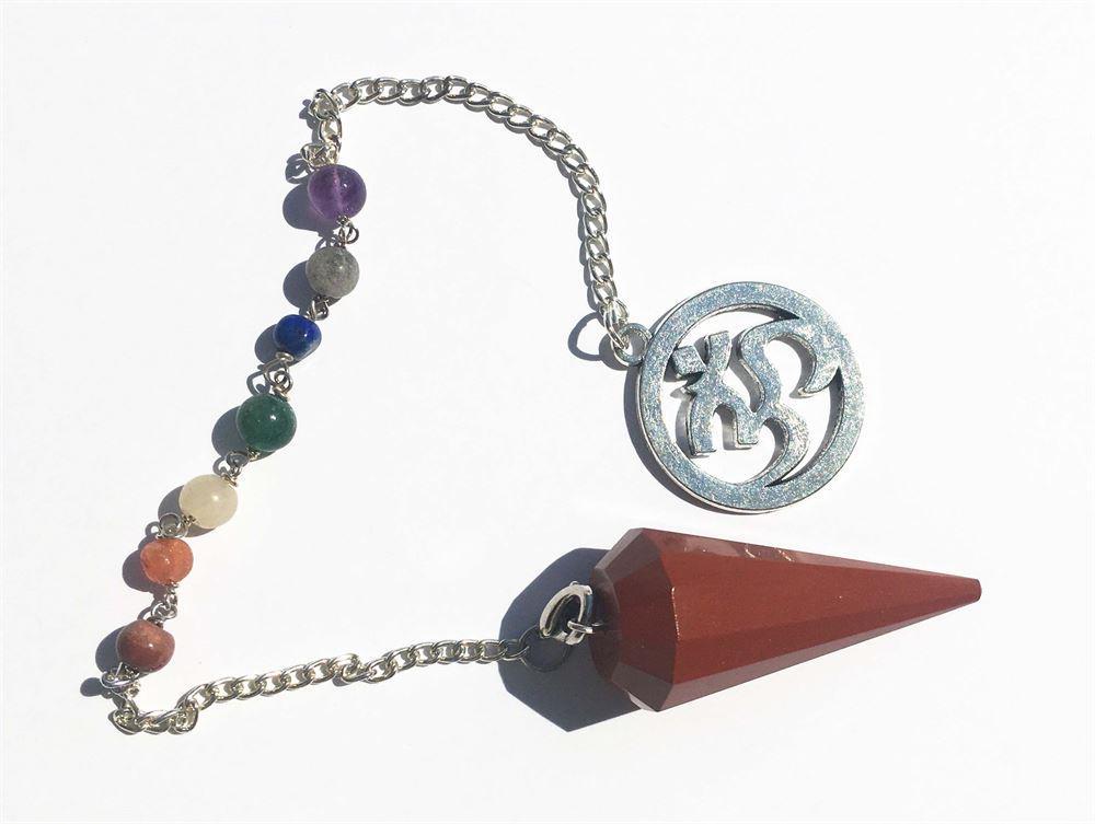 Red Jasper Chakra Beads 12 faceted Pendulum 3-in-1 pendulum, bracelet, pendant