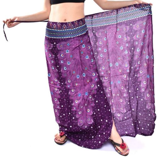 Feather Print Purple Sarong  Cover-up/ Skirt