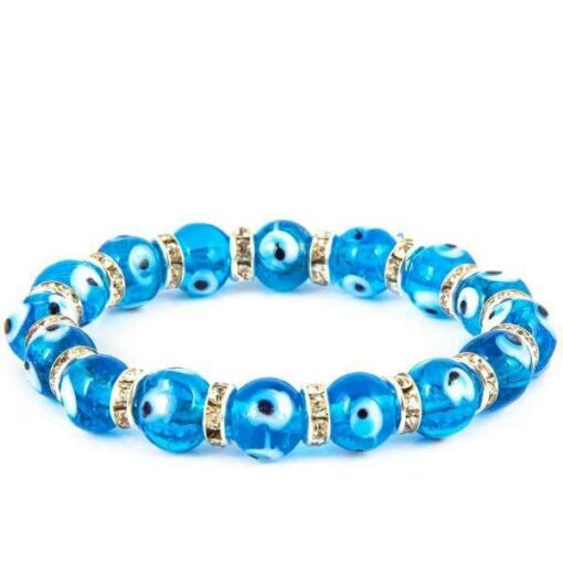 Evil Eye Bracelet for Protection, Light Blue, Handmade