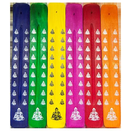 Buddha Colorful Wood Ash Catcher | Path to Enlightenment (10"L)